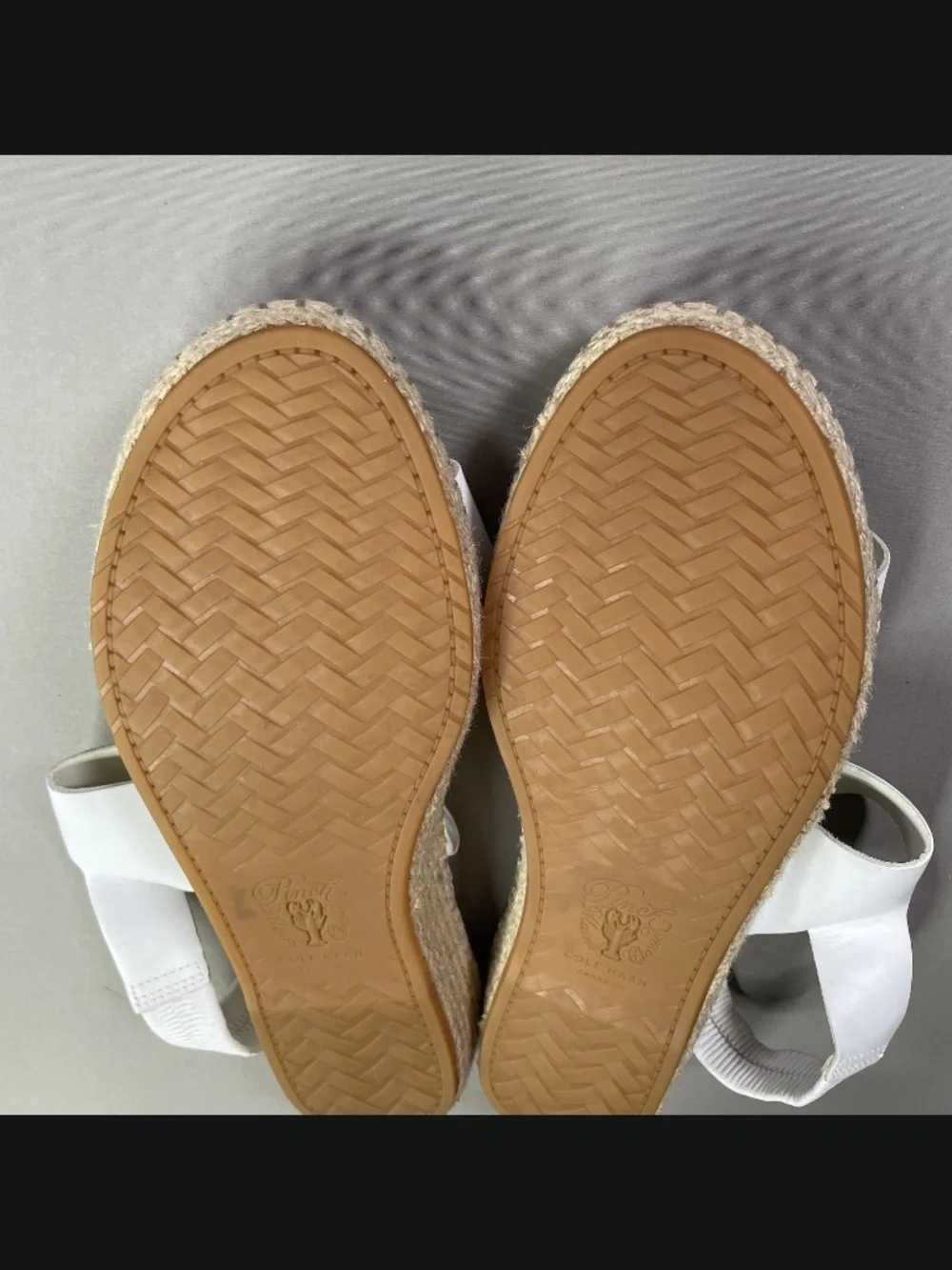 Cole Haan Shoes Womens 11 white brown leather jute sandals pinch summer casual